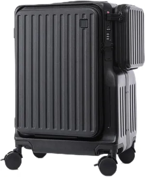 20-Inch Expandable Carry-On Luggage with USB Port - PC Hardside Travel Suitcase with Spinner Wheels - Milk Gray(Black)