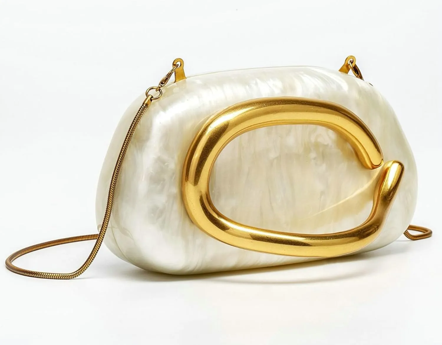 2025 Women Evening Clutch Bag Retro Shell Acrylic Crossbody Marble Pattern Wedding Purse