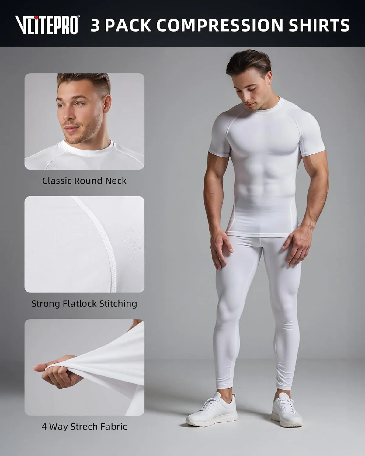 3 or 4 Pack Men's Compression Shirts Sleeveless/Long/Short Sleeve Rash Guard Athletic Undershirt Gear T Shirt for Sports