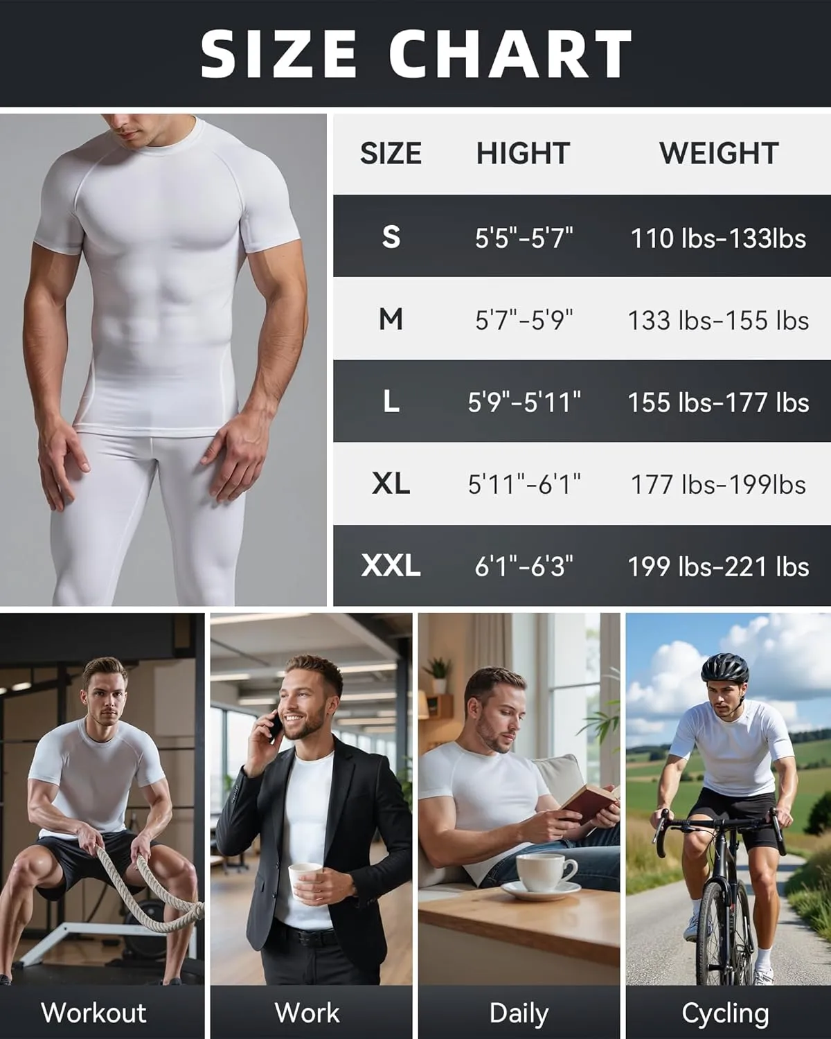 3 or 4 Pack Men's Compression Shirts Sleeveless/Long/Short Sleeve Rash Guard Athletic Undershirt Gear T Shirt for Sports