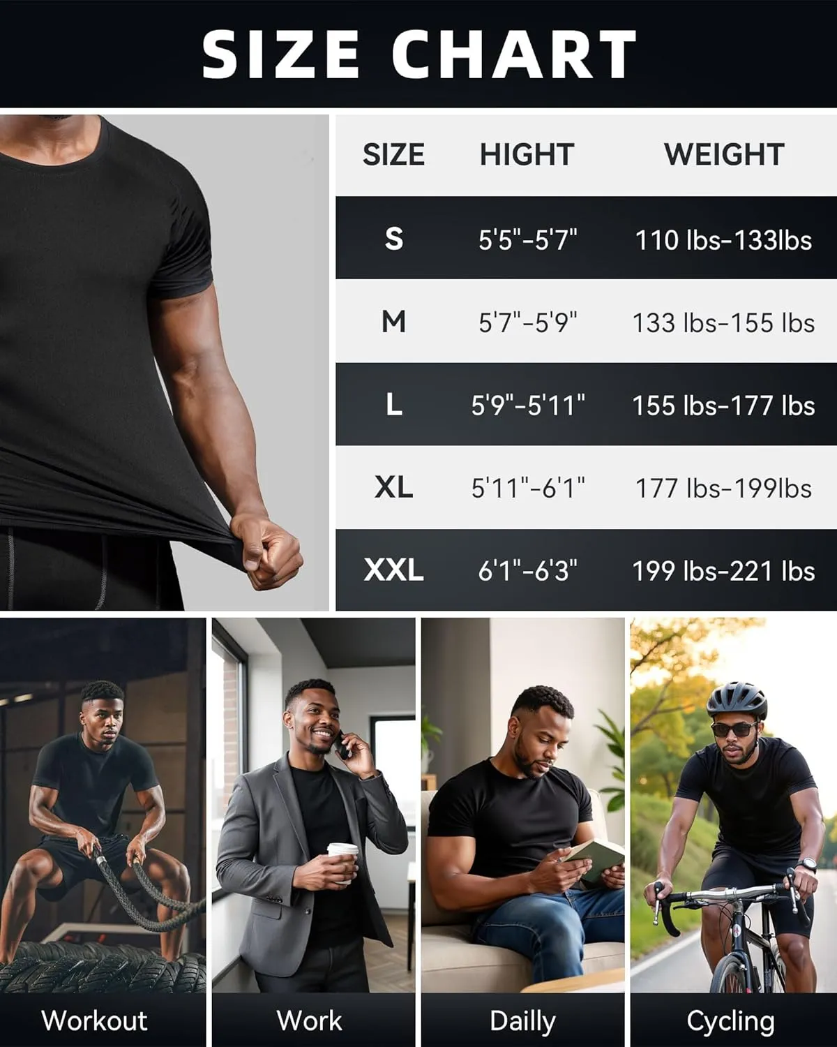 3 or 4 Pack Men's Compression Shirts Sleeveless/Long/Short Sleeve Rash Guard Athletic Undershirt Gear T Shirt for Sports