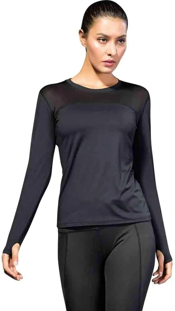 3 Pack Women's Long Sleeve Shirts Performance Base Layer Sports Shirts Training Top Quick Dry Top Shirts Thumb Hole