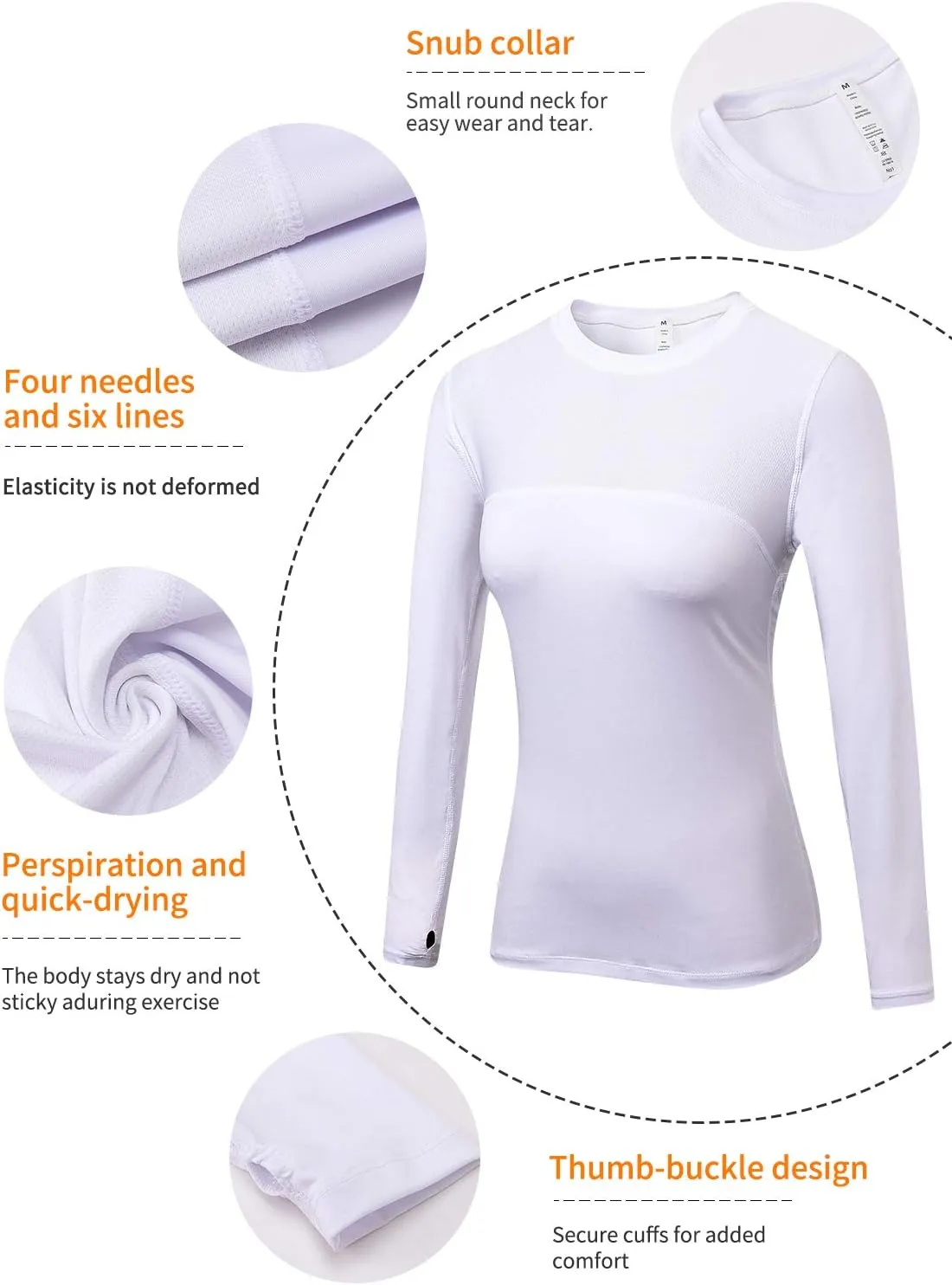3 Pack Women's Long Sleeve Shirts Performance Base Layer Sports Shirts Training Top Quick Dry Top Shirts Thumb Hole