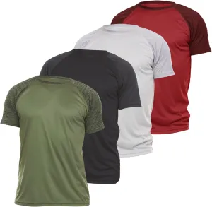 4-Pack Workout Shirts for Men, Dri Fit Shirts for Men, Moisture Wicking Shirts for Men, Gym Clothes for Men