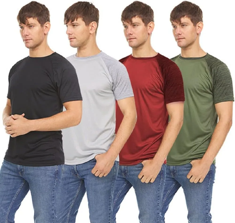 4-Pack Workout Shirts for Men, Dri Fit Shirts for Men, Moisture Wicking Shirts for Men, Gym Clothes for Men