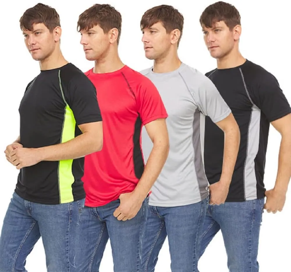 4-Pack Workout Shirts for Men, Dri Fit Shirts for Men, Moisture Wicking Shirts for Men, Gym Clothes for Men