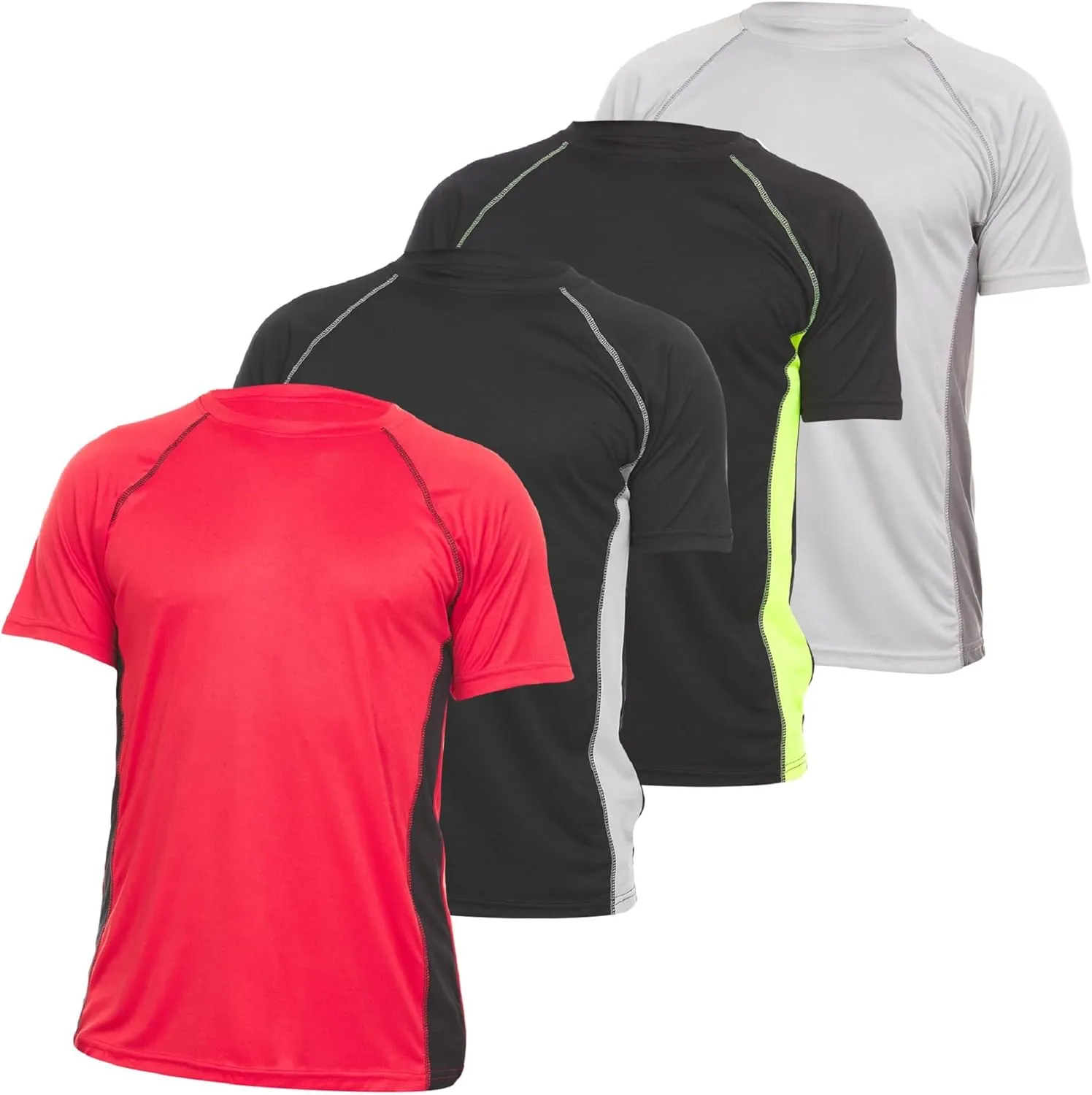 4-Pack Workout Shirts for Men, Dri Fit Shirts for Men, Moisture Wicking Shirts for Men, Gym Clothes for Men