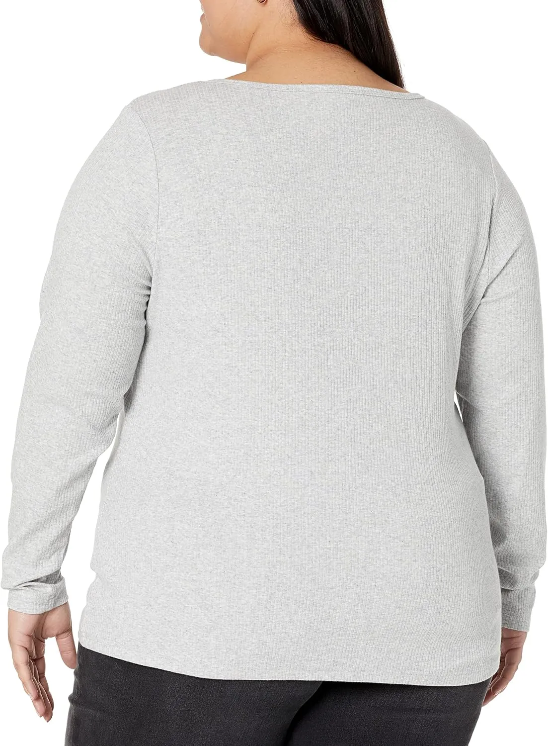 Amazon Essentials Sweater for Women, Long Sleeve Slim-Fit Rib Scoop Neck (Available in Plus Size), Pack of 2