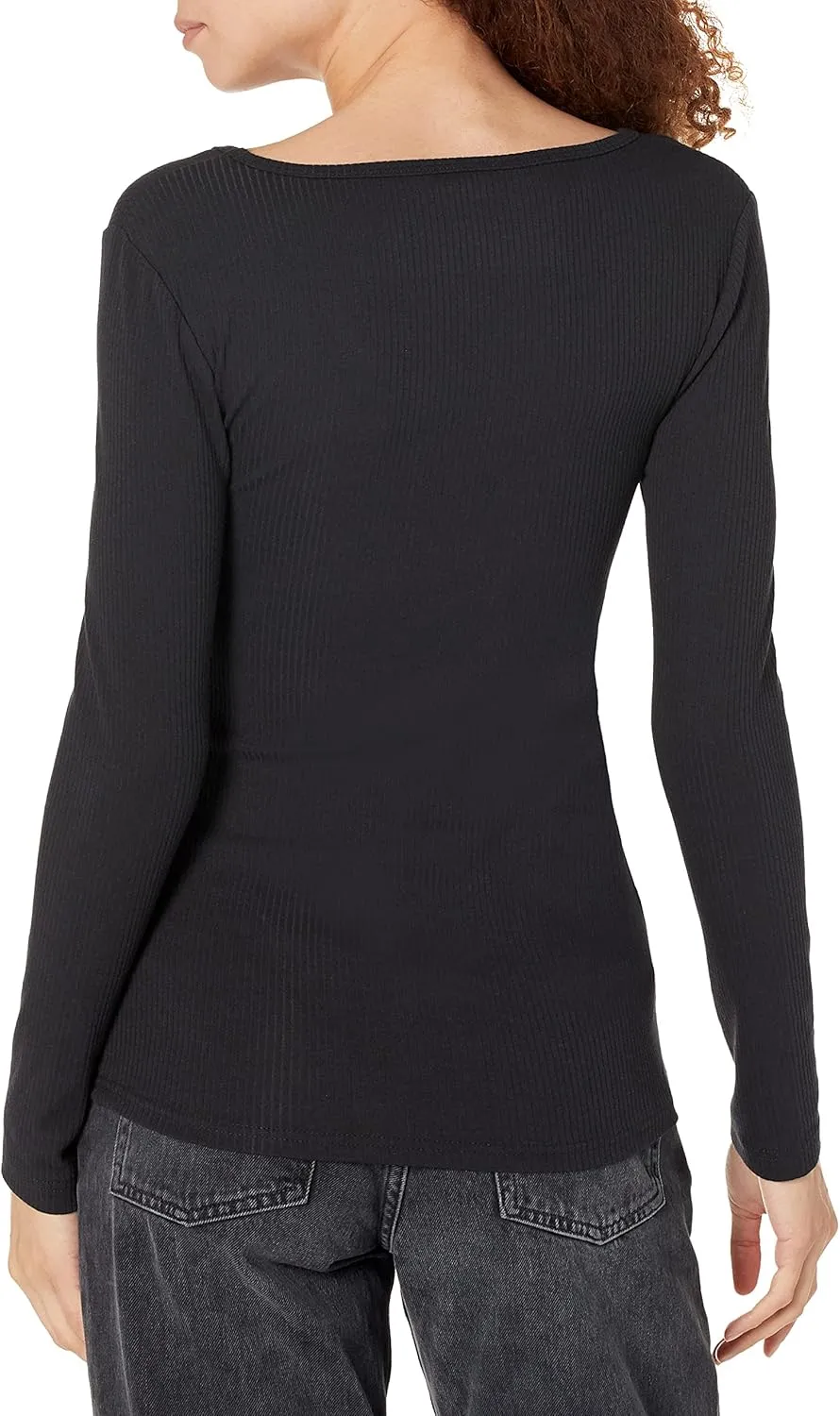 Amazon Essentials Sweater for Women, Long Sleeve Slim-Fit Rib Scoop Neck (Available in Plus Size), Pack of 2