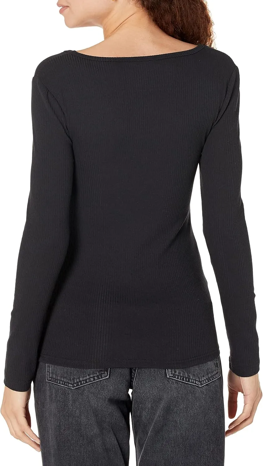 Amazon Essentials Sweater for Women, Long Sleeve Slim-Fit Rib Scoop Neck (Available in Plus Size), Pack of 2