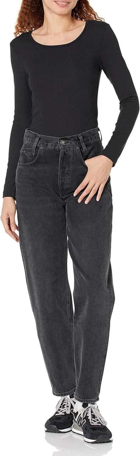 Amazon Essentials Sweater for Women, Long Sleeve Slim-Fit Rib Scoop Neck (Available in Plus Size), Pack of 2