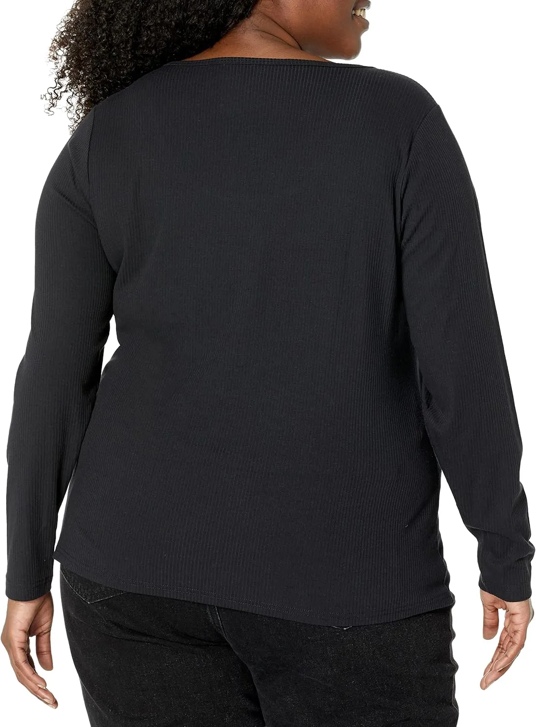 Amazon Essentials Sweater for Women, Long Sleeve Slim-Fit Rib Scoop Neck (Available in Plus Size), Pack of 2