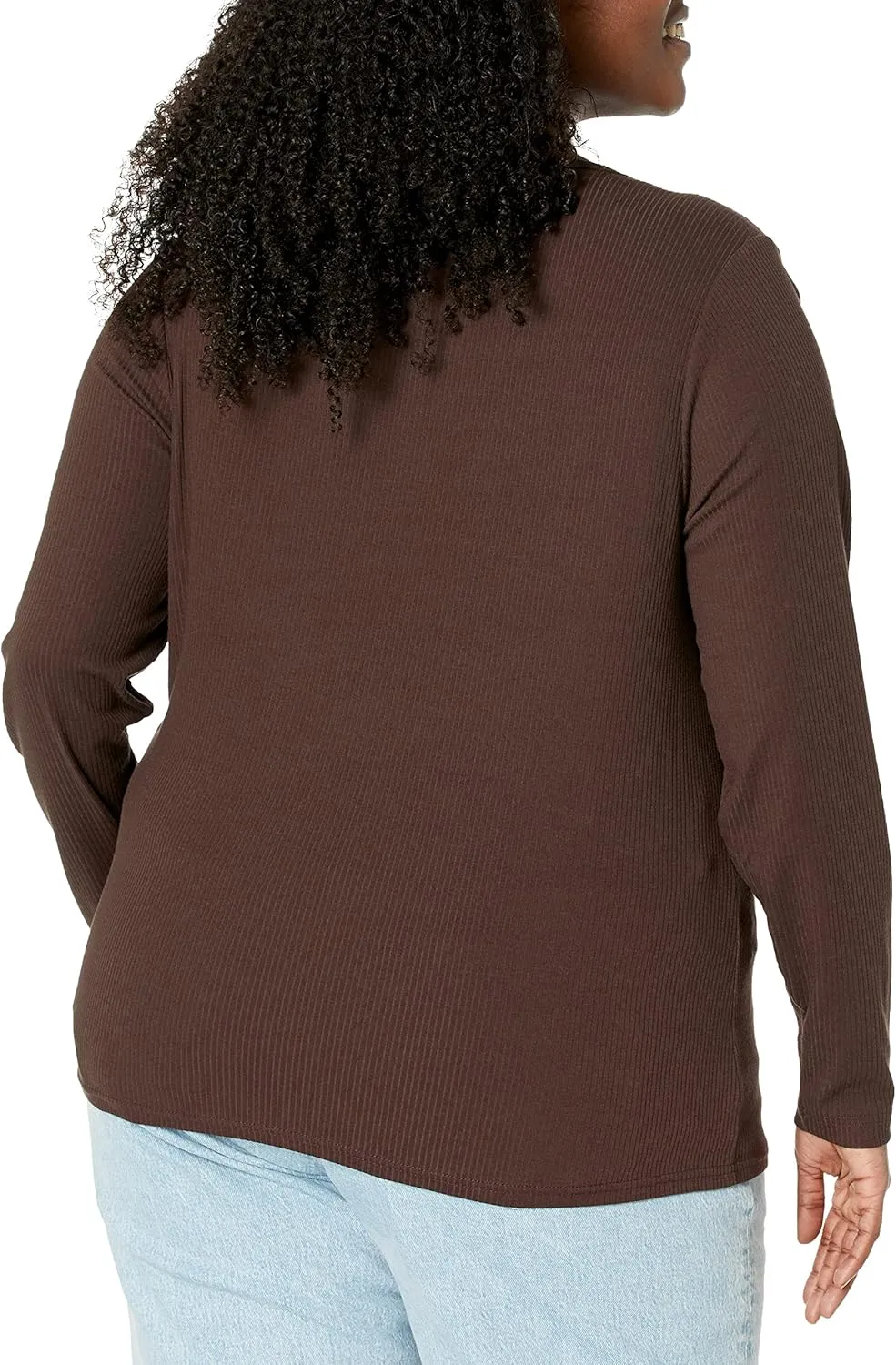 Amazon Essentials Sweater for Women, Long Sleeve Slim-Fit Rib Scoop Neck (Available in Plus Size), Pack of 2