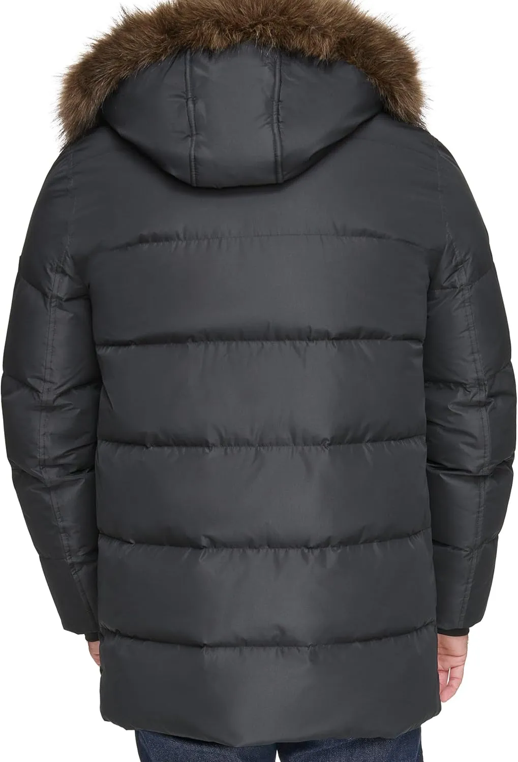 Andrew Marc Men's Gattica Down Parka Jacket with Removable Faux Fur Trimmed Hood and Bib