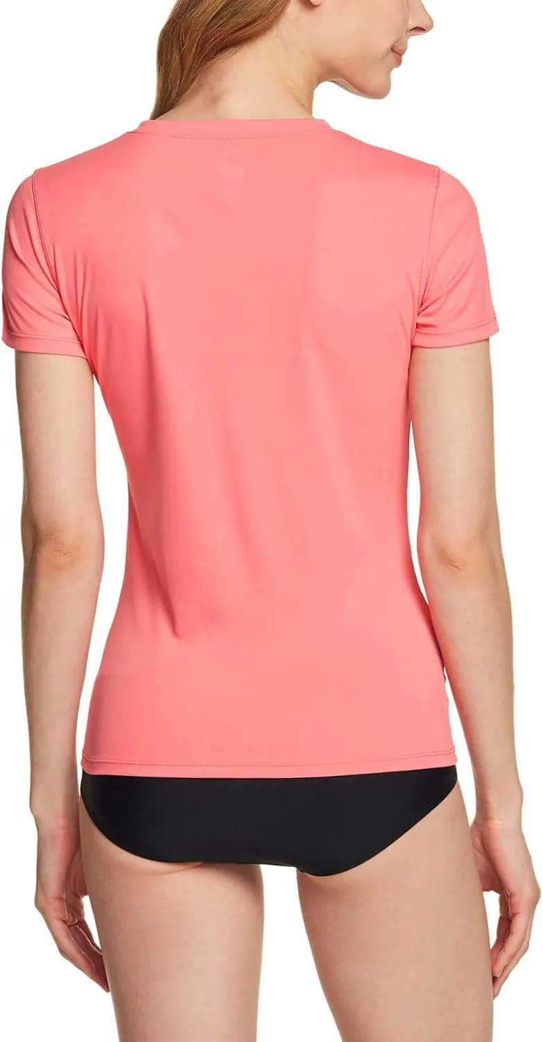 ATHLIO Women's V-Neck Rash Guard Swim Shirts, UPF 50  UV Protection Short Sleeve T-Shirts, Quick Dry Water Shirts