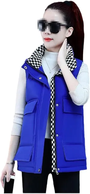 Autumn Winter Cotton Down Vest Women Loose Waistcoat Cotton Padded Jacket Short Sleeveless Jacket