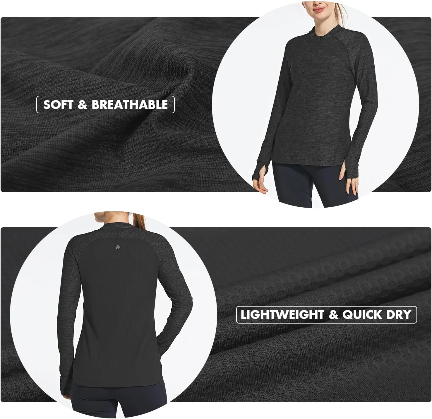 baleaf Women's Long Sleeve Running Shirts Quick Dry Lightweight Pullover Workout Tops Athletic T-Shirts Moisture Wicking