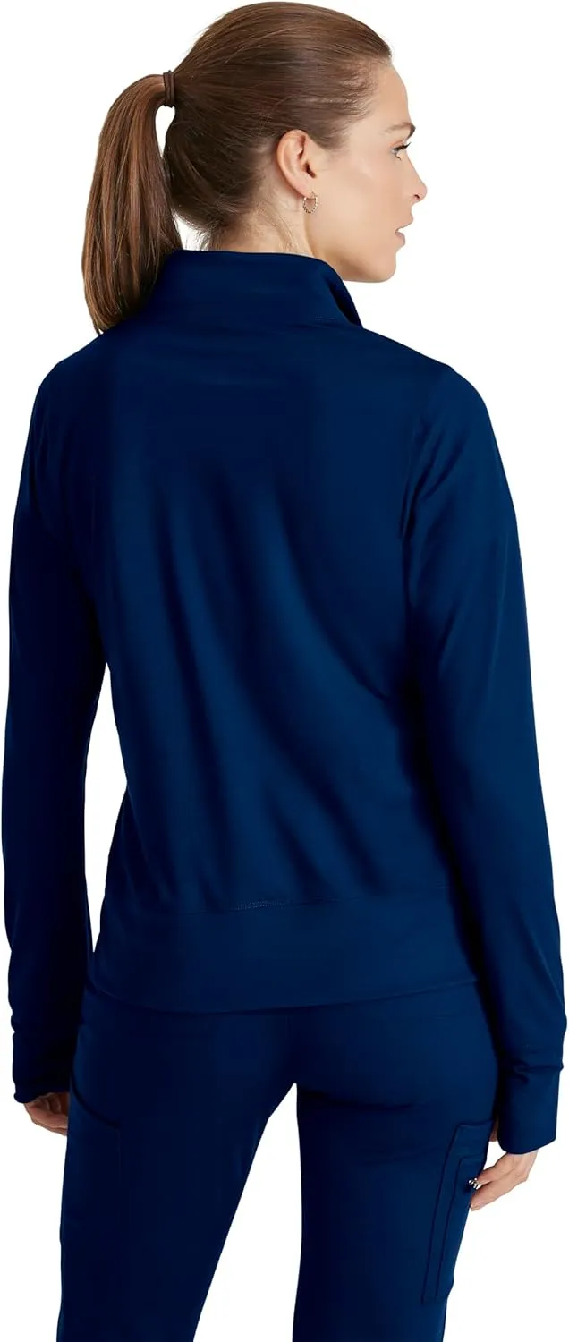 BARCO One Performance Knit Arena Warm-Up Jacket For Women - Banded Collar, Center Front Zipper Women's Scrub Jacket
