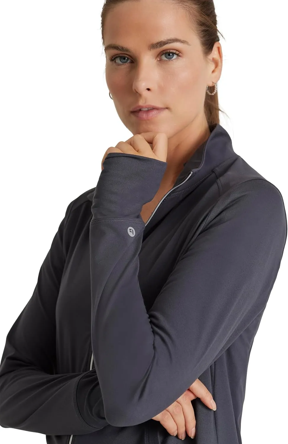 BARCO One Performance Knit Arena Warm-Up Jacket For Women - Banded Collar, Center Front Zipper Women's Scrub Jacket