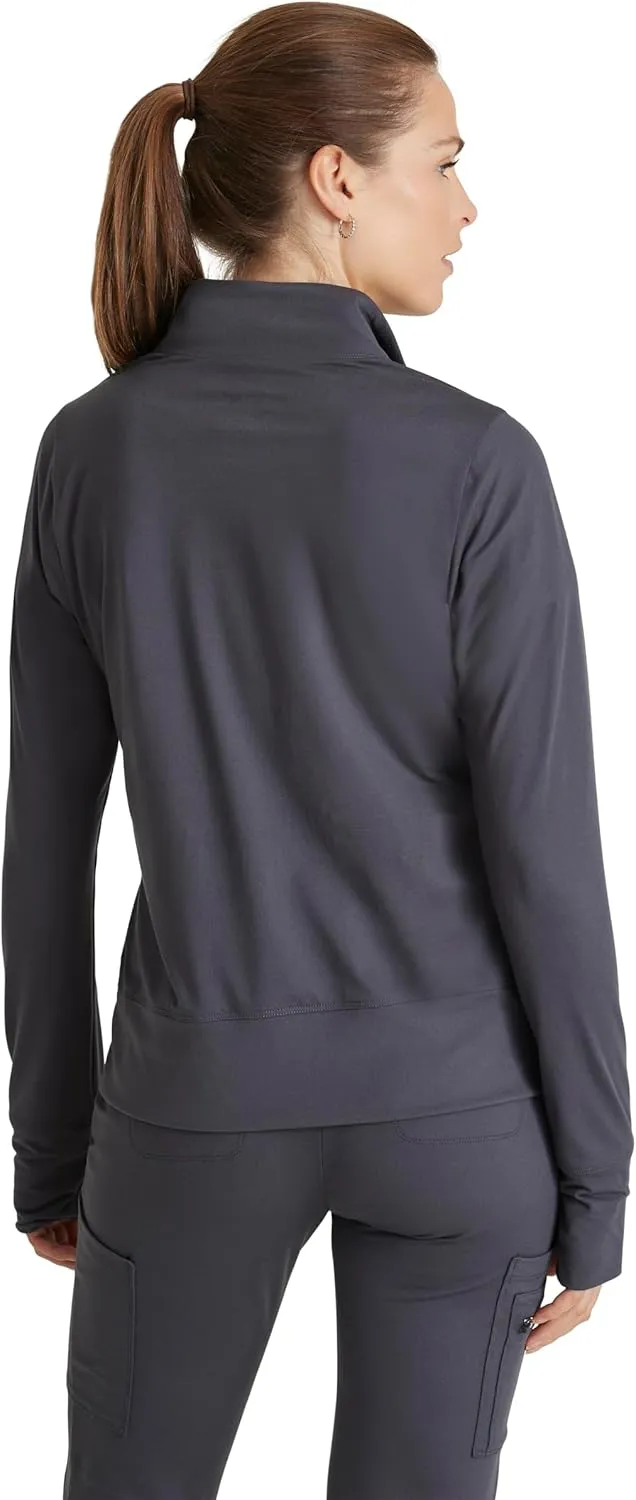 BARCO One Performance Knit Arena Warm-Up Jacket For Women - Banded Collar, Center Front Zipper Women's Scrub Jacket
