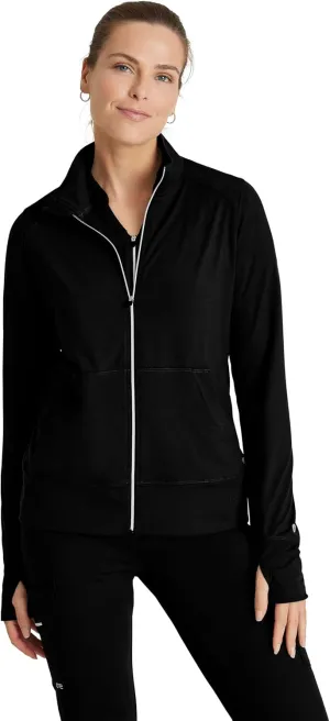 BARCO One Performance Knit Arena Warm-Up Jacket For Women - Banded Collar, Center Front Zipper Women's Scrub Jacket