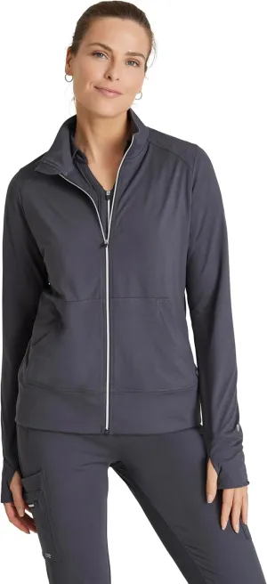 BARCO One Performance Knit Arena Warm-Up Jacket For Women - Banded Collar, Center Front Zipper Women's Scrub Jacket