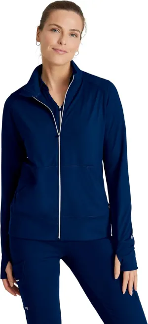 BARCO One Performance Knit Arena Warm-Up Jacket For Women - Banded Collar, Center Front Zipper Women's Scrub Jacket