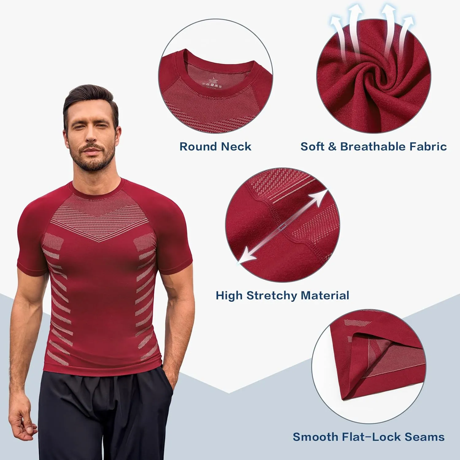 Beotyshow Gynecomastia Compression Shirts Short Sleeve Slimming Body Shaper Shapewear Workout T Shirts Undershirts