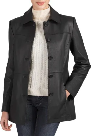 BGSD Women Megan Lambskin Leather Car Coat (Also available in Plus Size & Petite)