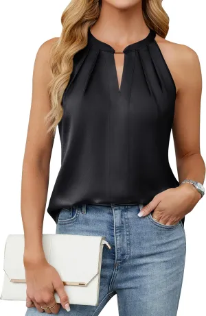 Blooming Jelly Womens Summer Tank Tops Satin Business Dressy Casual Blouses Sleeveless Halter Trendy Work Shirts 2025