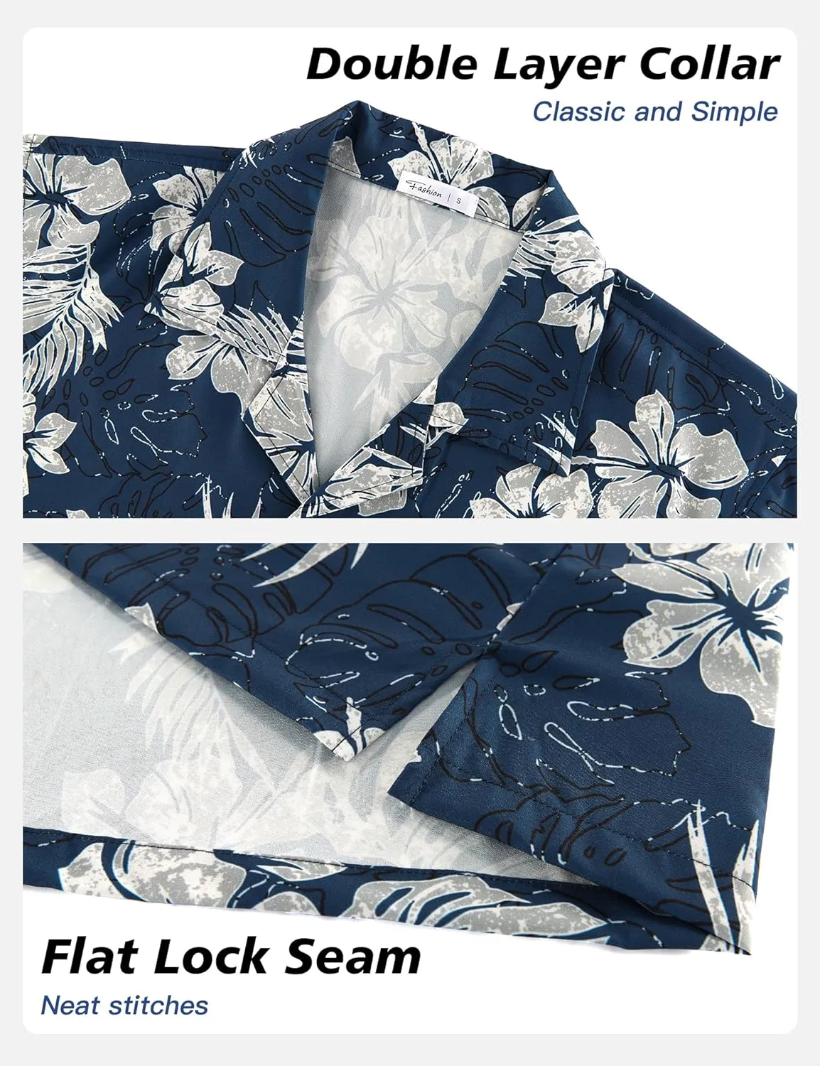 BOJIN Men's Hawaiian Shirts Short Sleeve Button Down Casual Shirts Summer Printed Tropical Floral Aloha Beach Shirts