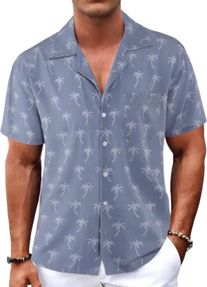 BOJIN Men's Hawaiian Shirts Short Sleeve Button Down Casual Shirts Summer Printed Tropical Floral Aloha Beach Shirts