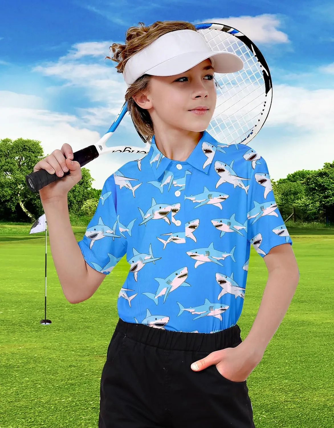 Boys Performance Polo Shirt Short Sleeve Golf Clothes for Active Casual Size 5-14