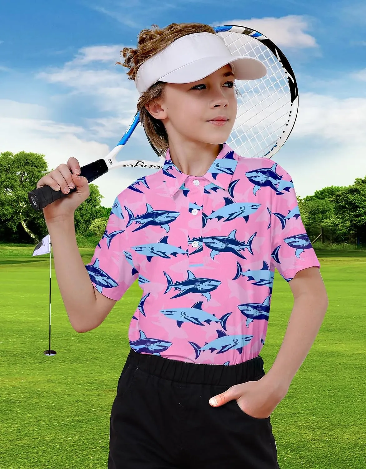 Boys Performance Polo Shirt Short Sleeve Golf Clothes for Active Casual Size 5-14