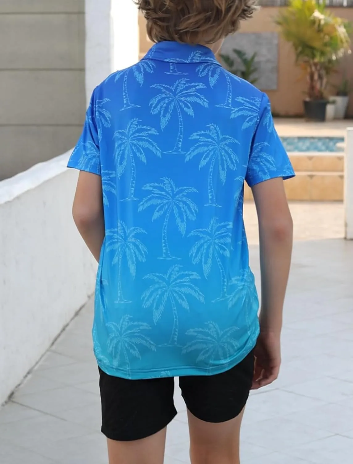 Boys Polo Shirts Hawaiian Golf Clothes Fashion Short Sleeve Kids Cool School Uniform 5-14T