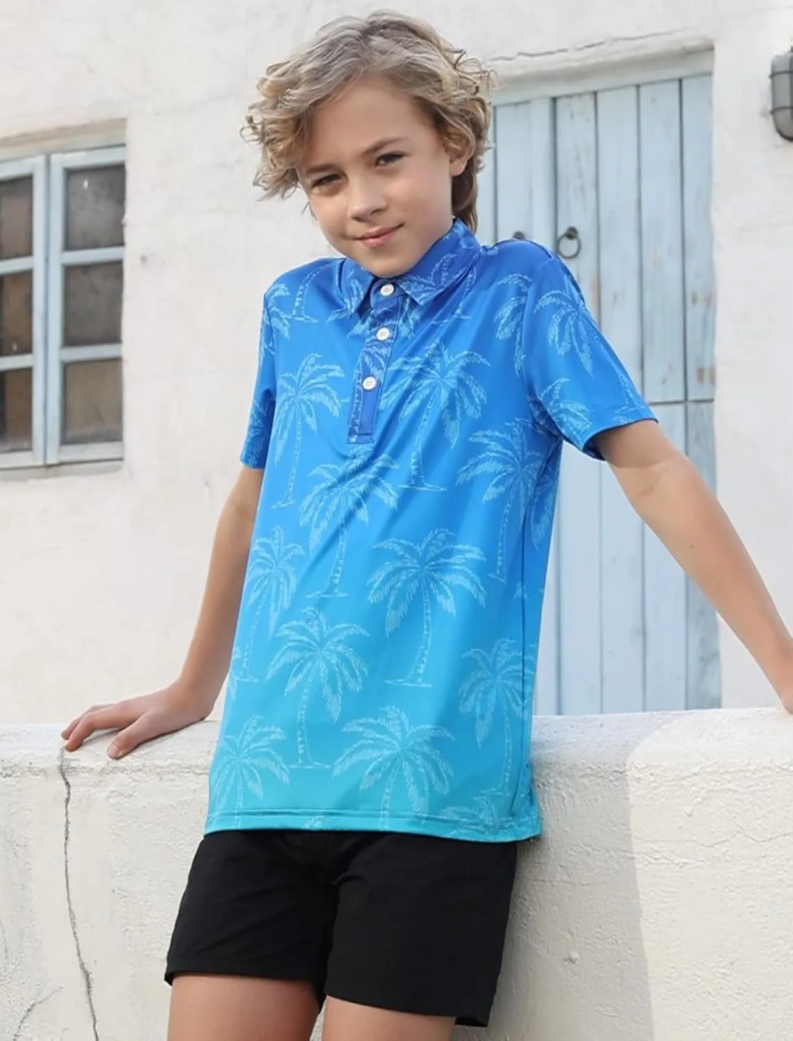 Boys Polo Shirts Hawaiian Golf Clothes Fashion Short Sleeve Kids Cool School Uniform 5-14T