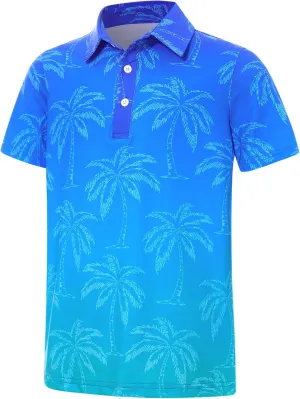 Boys Polo Shirts Hawaiian Golf Clothes Fashion Short Sleeve Kids Cool School Uniform 5-14T