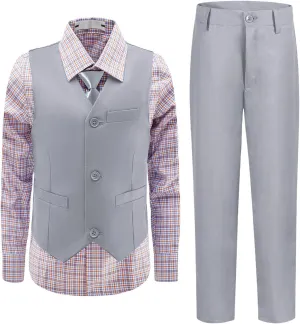 Boys Suit, Kids Formal Tuxedos for Boy Vest and Pants Set, Teen Boys Dress Clothes for Wedding