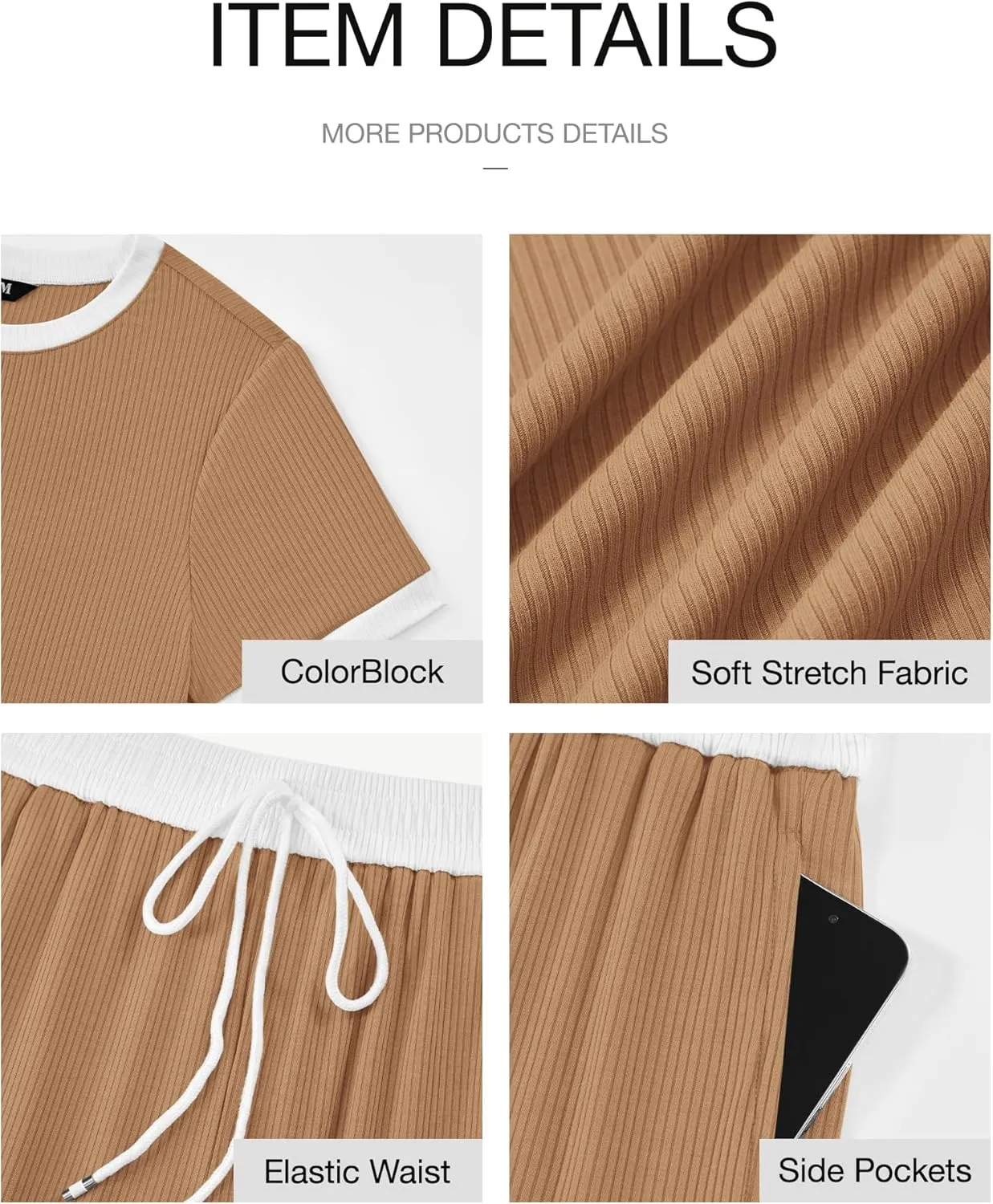 BTFBM Womens 2 Piece Outfits 2025 Spring Fashion Casual Clothes Ribbed Knit Crop Top Wide Leg Pants Tracksuit Lounge Set