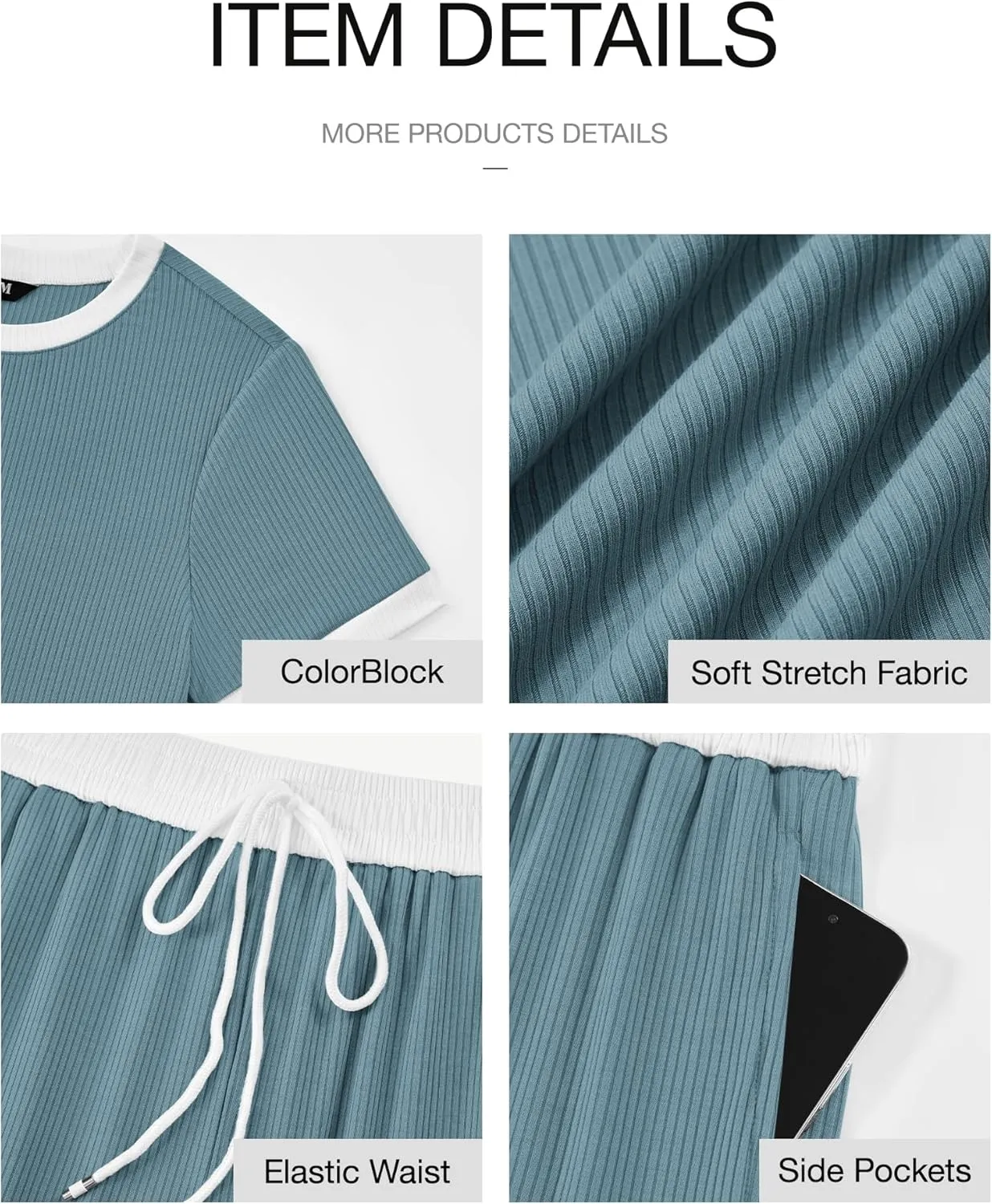 BTFBM Womens 2 Piece Outfits 2025 Spring Fashion Casual Clothes Ribbed Knit Crop Top Wide Leg Pants Tracksuit Lounge Set