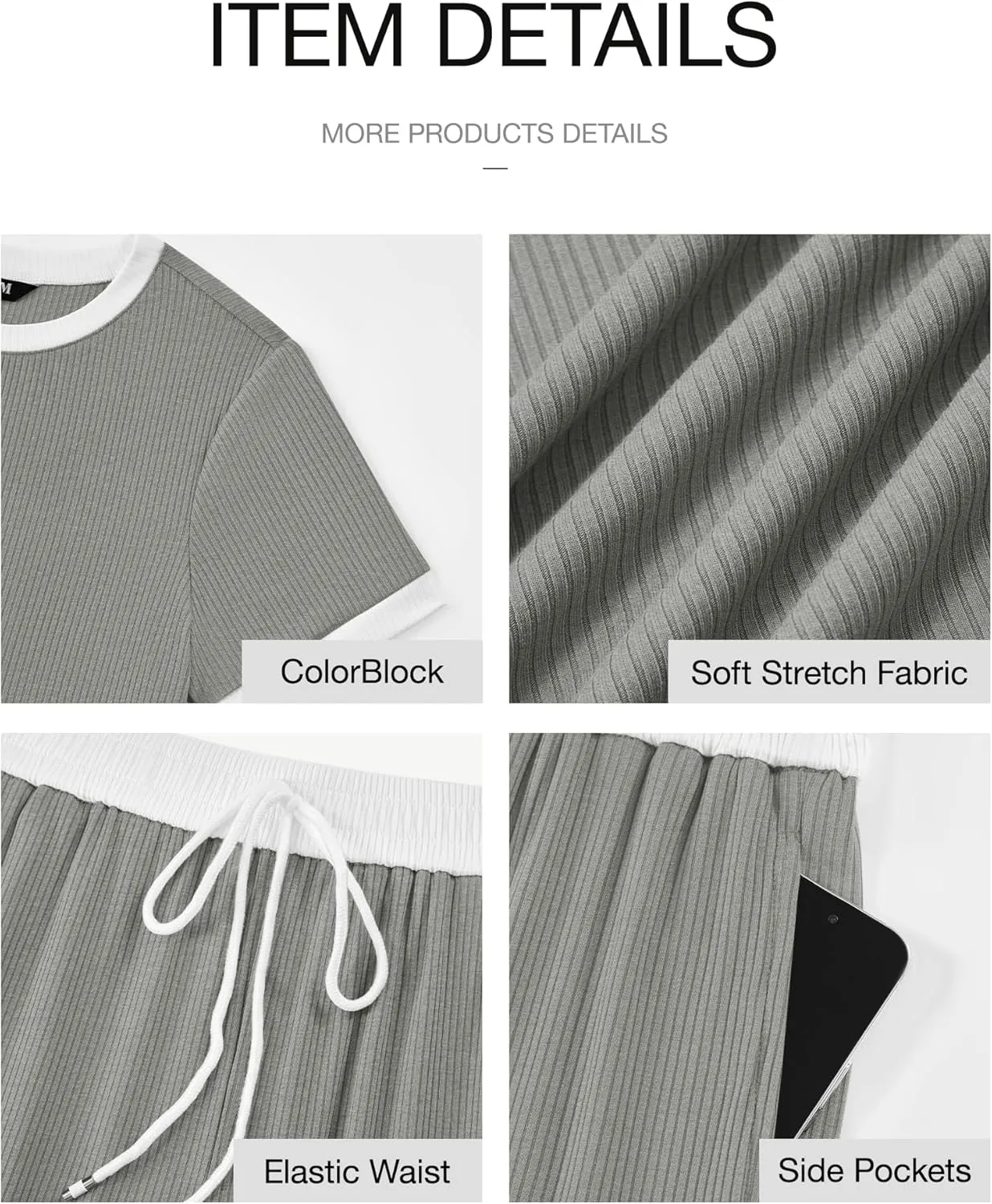 BTFBM Womens 2 Piece Outfits 2025 Spring Fashion Casual Clothes Ribbed Knit Crop Top Wide Leg Pants Tracksuit Lounge Set