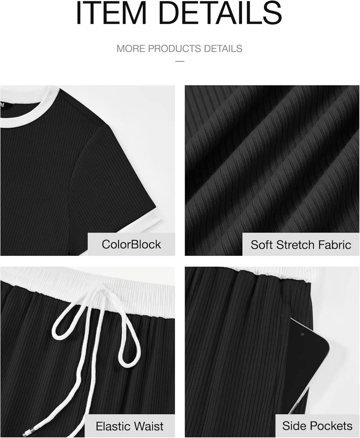 BTFBM Womens 2 Piece Outfits 2025 Spring Fashion Casual Clothes Ribbed Knit Crop Top Wide Leg Pants Tracksuit Lounge Set