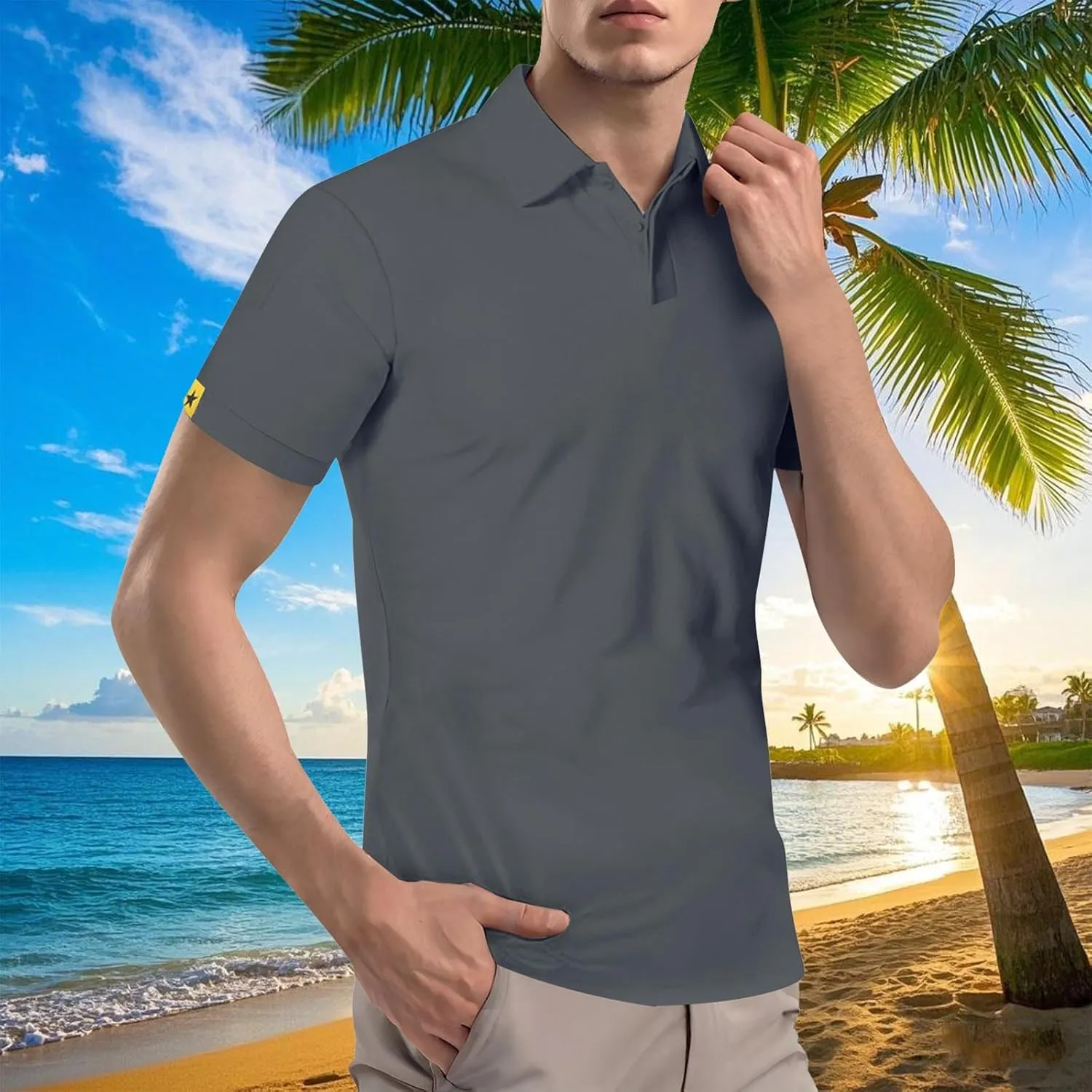 Business Henley Shirts Men Summer Lightweight Golf Tactical Short Sleeve Shirt Casual Moisture Wicking Quick Dry Tops