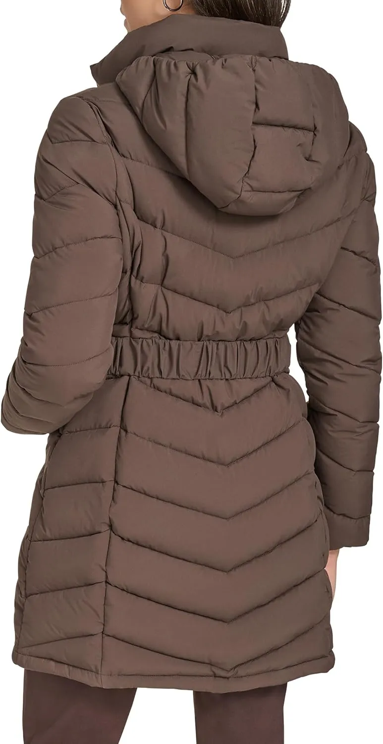 Calvin Klein Women's Everyday Hooded Zip Front Puffer Long Sleeve Coat