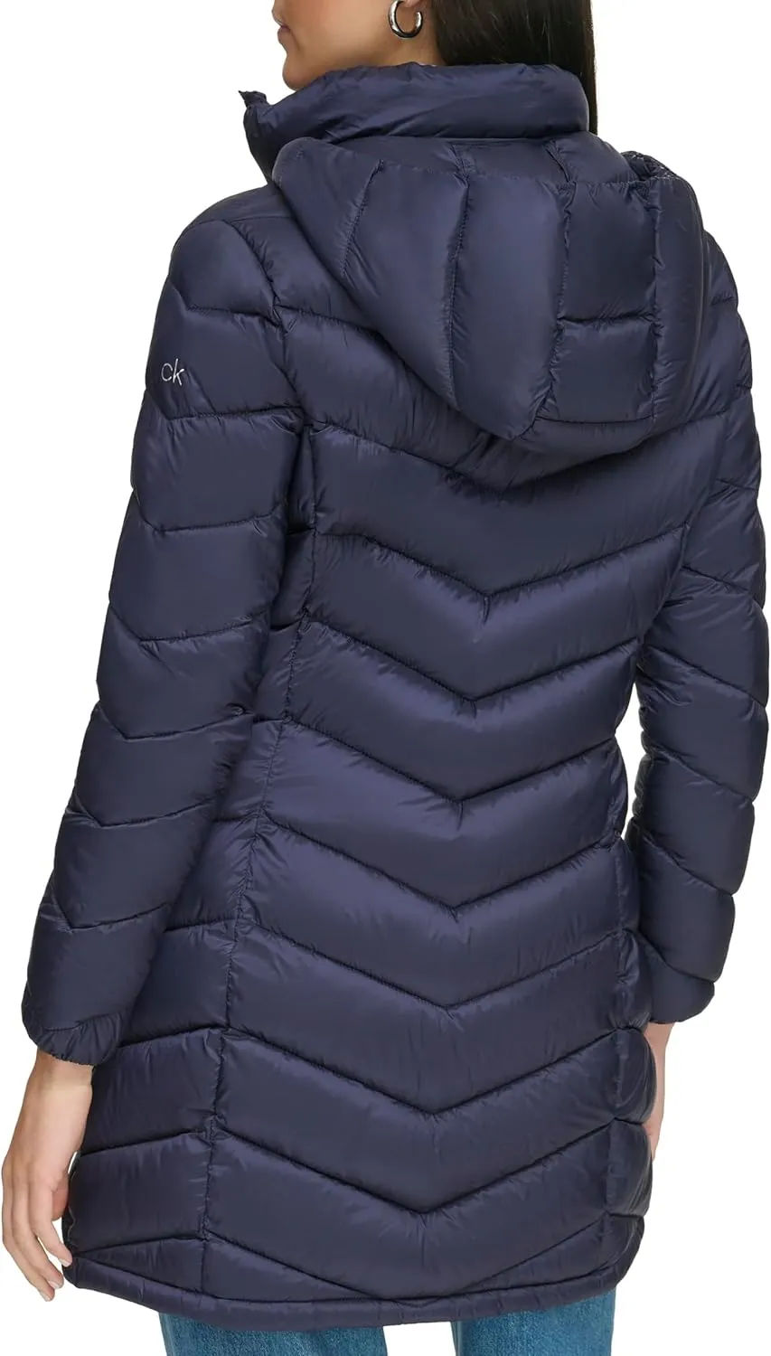 Calvin Klein Women's Everyday Hooded Zip Front Puffer Long Sleeve Coat