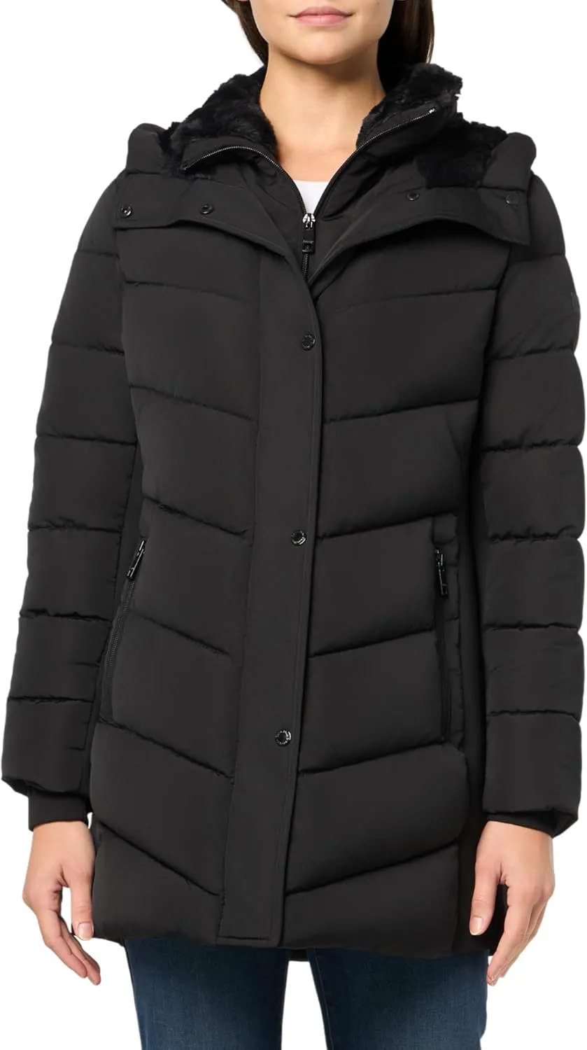 Calvin Klein Women's Long Bib-front Puffer Jacket