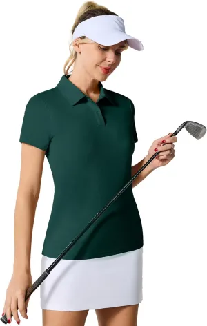 Casei Womens Polo Shirts Golf Shirts Quick Dry Moisture Wicking Black and White Polo Shirt