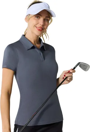 Casei Womens Polo Shirts Golf Shirts Quick Dry Moisture Wicking Black and White Polo Shirt