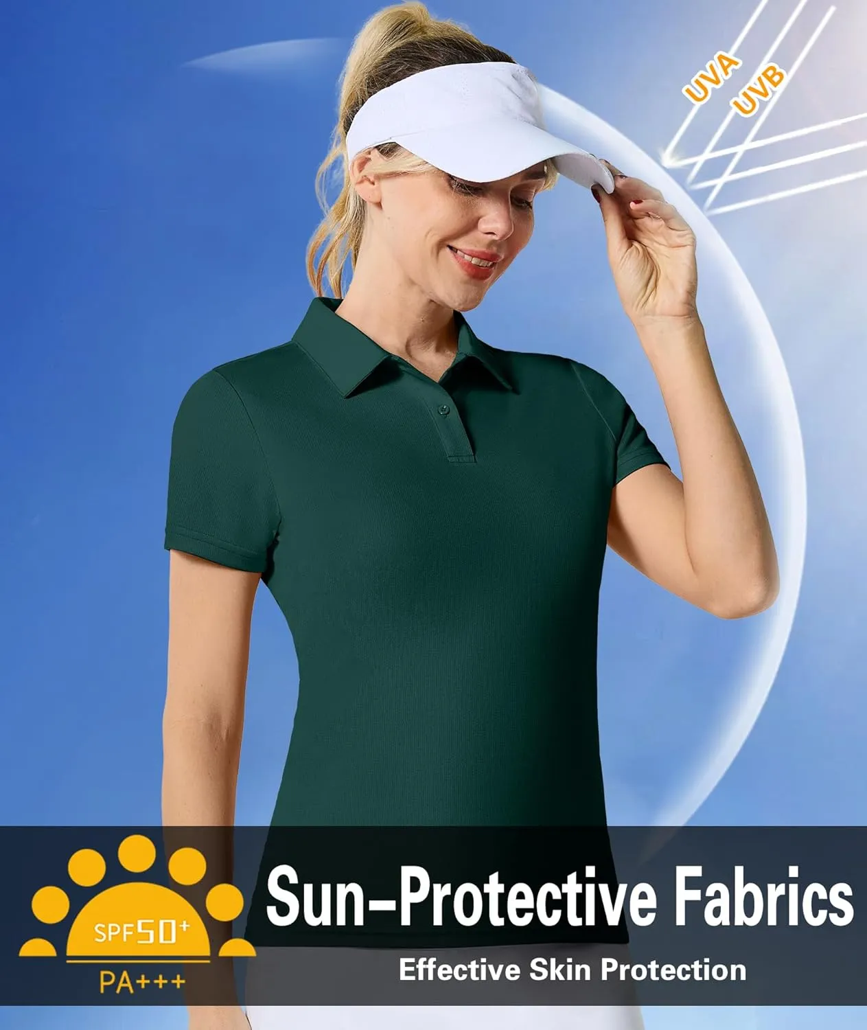 Casei Womens Polo Shirts Golf Shirts Quick Dry Moisture Wicking Black and White Polo Shirt