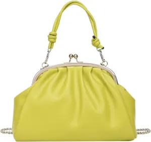 Chain Evening Handbag Purses for Women Kiss Lock Pleated Clutch Bag Cross Body Purse Elegant Handle for Daily Life